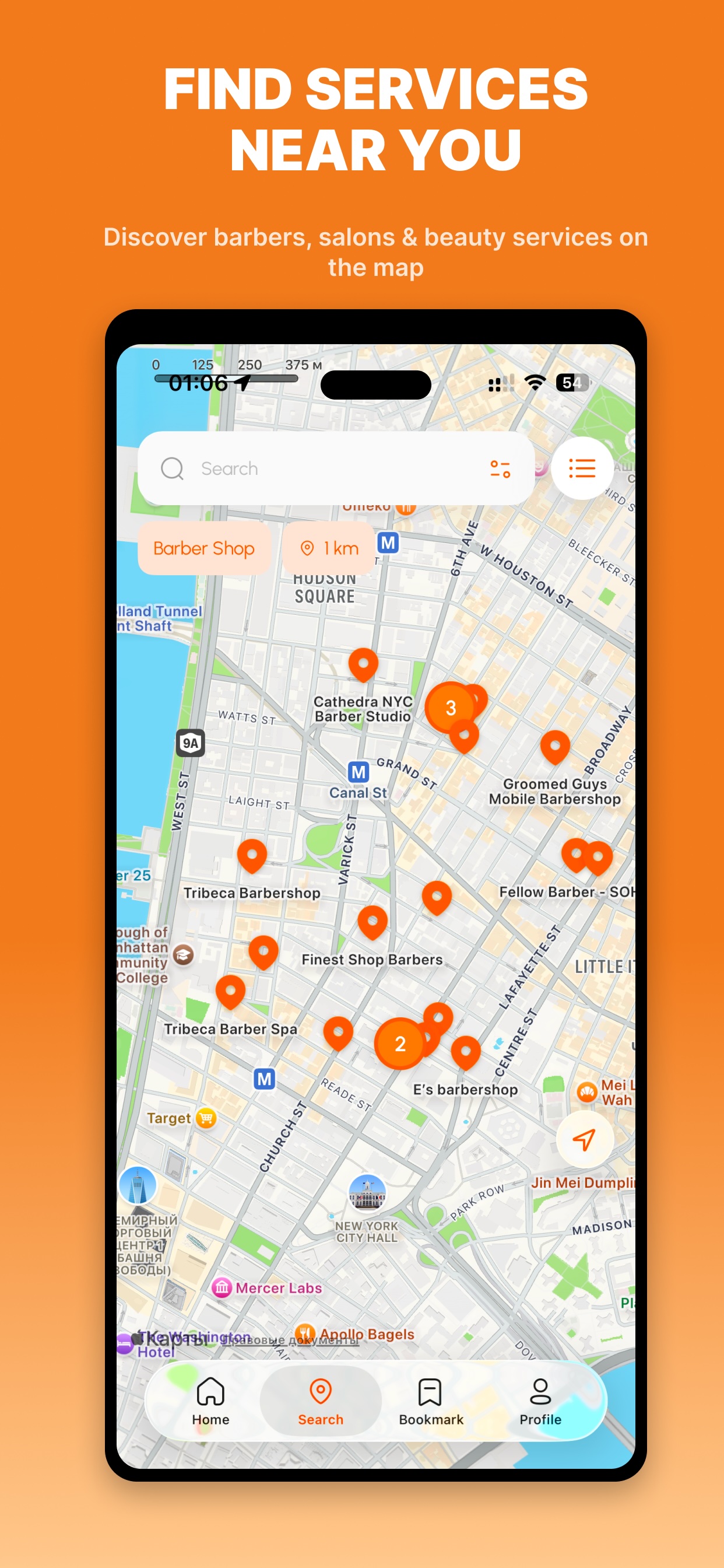 Find services in VisiTime